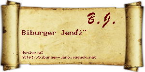 Biburger Jenő névjegykártya